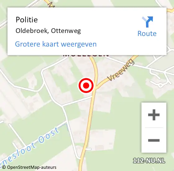 Locatie op kaart van de 112 melding: Politie Oldebroek, Ottenweg op 30 september 2021 15:11