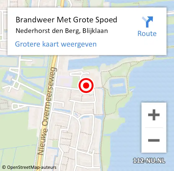 Locatie op kaart van de 112 melding: Brandweer Met Grote Spoed Naar Nederhorst den Berg, Blijklaan op 24 juni 2014 14:58