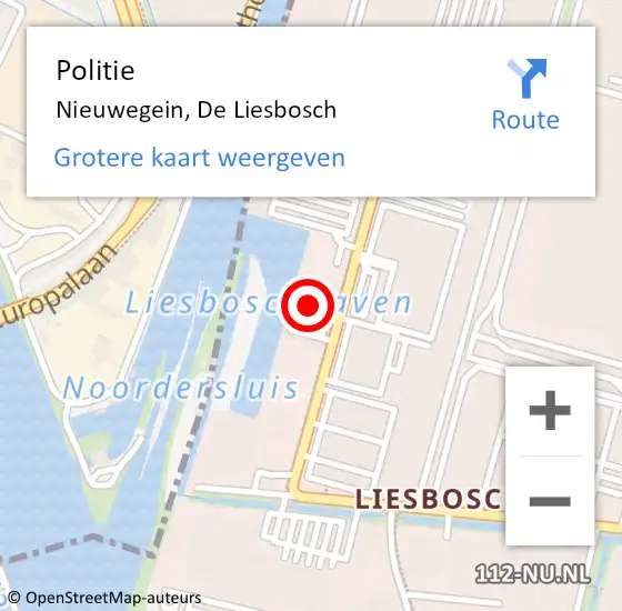 Locatie op kaart van de 112 melding: Politie Nieuwegein, De Liesbosch op 30 september 2021 15:48