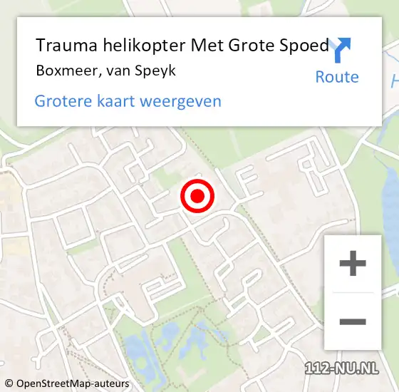 Locatie op kaart van de 112 melding: Trauma helikopter Met Grote Spoed Naar Boxmeer, van Speyk op 30 september 2021 15:51