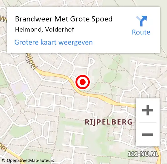 Locatie op kaart van de 112 melding: Brandweer Met Grote Spoed Naar Helmond, Volderhof op 30 september 2021 16:01
