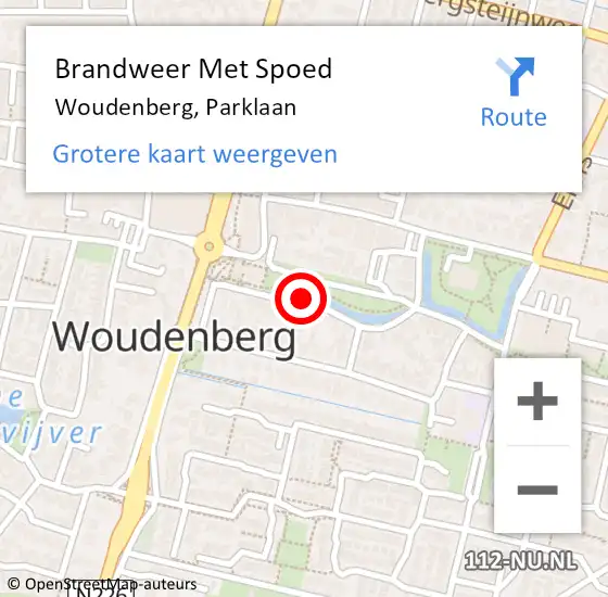 Locatie op kaart van de 112 melding: Brandweer Met Spoed Naar Woudenberg, Parklaan op 30 september 2021 16:09