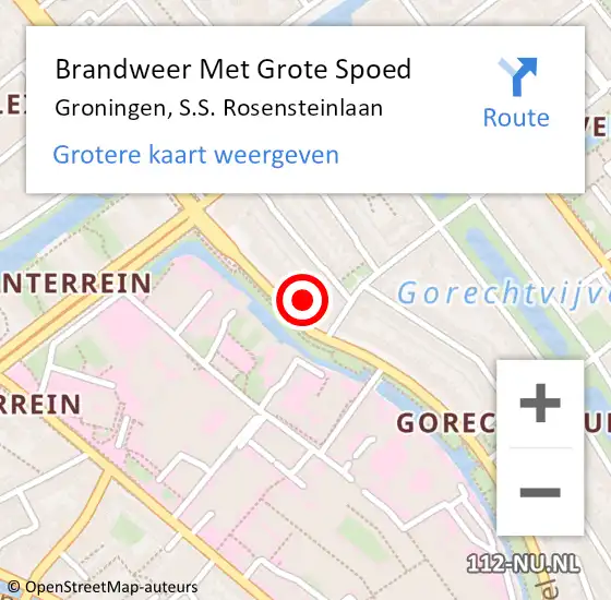 Locatie op kaart van de 112 melding: Brandweer Met Grote Spoed Naar Groningen, S.S. Rosensteinlaan op 30 september 2021 16:13