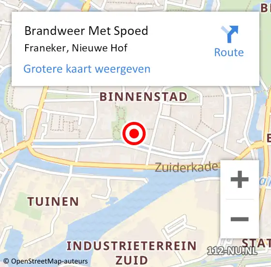 Locatie op kaart van de 112 melding: Brandweer Met Spoed Naar Franeker, Nieuwe Hof op 30 september 2021 16:39