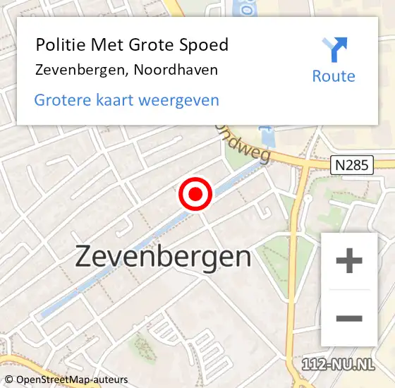 Locatie op kaart van de 112 melding: Politie Met Grote Spoed Naar Zevenbergen, Noordhaven op 30 september 2021 16:55