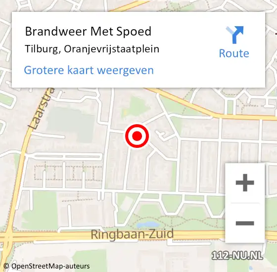 Locatie op kaart van de 112 melding: Brandweer Met Spoed Naar Tilburg, Oranjevrijstaatplein op 30 september 2021 17:19