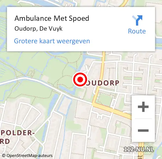 Locatie op kaart van de 112 melding: Ambulance Met Spoed Naar Oudorp, De Vuyk op 6 oktober 2013 05:21