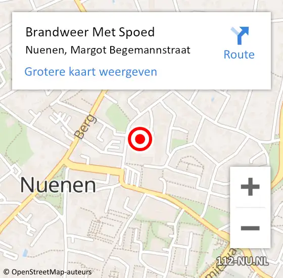 Locatie op kaart van de 112 melding: Brandweer Met Spoed Naar Nuenen, Margot Begemannstraat op 30 september 2021 17:20