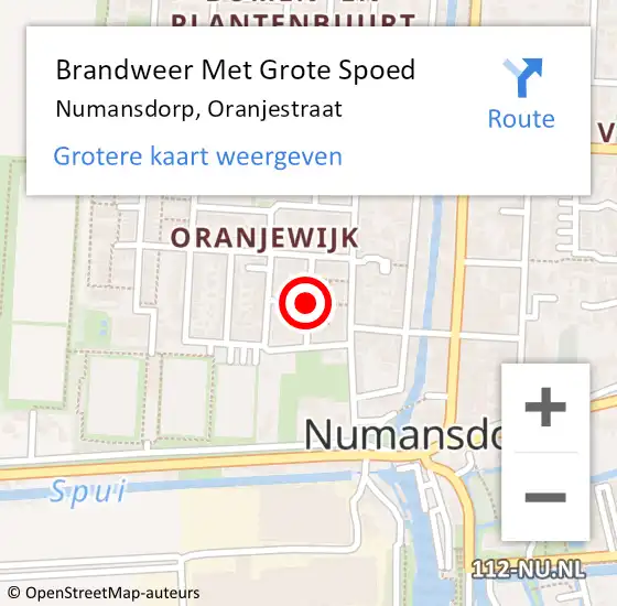 Locatie op kaart van de 112 melding: Brandweer Met Grote Spoed Naar Numansdorp, Oranjestraat op 30 september 2021 17:25