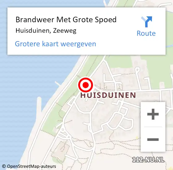 Locatie op kaart van de 112 melding: Brandweer Met Grote Spoed Naar Huisduinen, Zeeweg op 30 september 2021 17:29