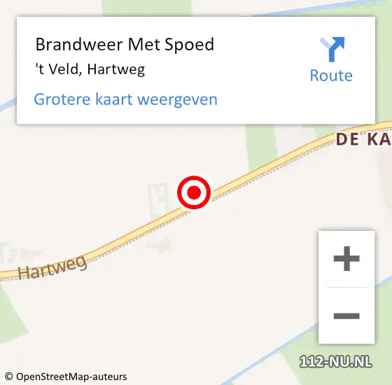 Locatie op kaart van de 112 melding: Brandweer Met Spoed Naar 't Veld, Hartweg op 30 september 2021 17:48