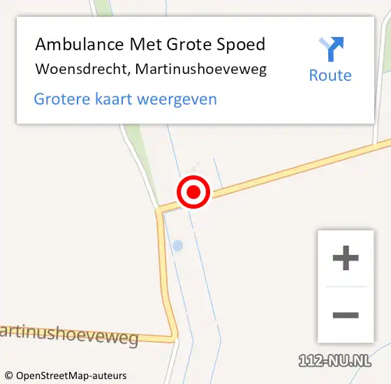 Locatie op kaart van de 112 melding: Ambulance Met Grote Spoed Naar Woensdrecht, Martinushoeveweg op 24 juni 2014 15:12