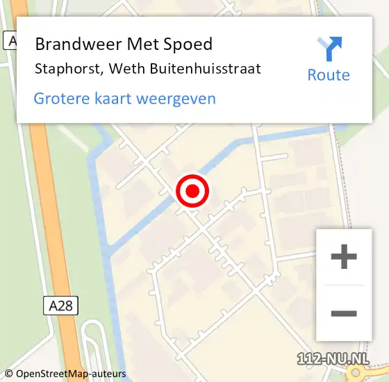 Locatie op kaart van de 112 melding: Brandweer Met Spoed Naar Staphorst, Weth Buitenhuisstraat op 30 september 2021 18:33