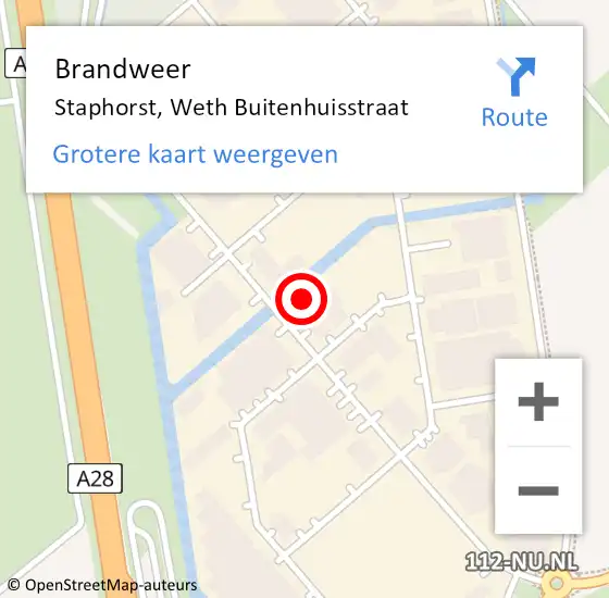 Locatie op kaart van de 112 melding: Brandweer Staphorst, Weth Buitenhuisstraat op 30 september 2021 18:34