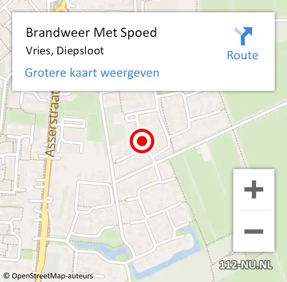 Locatie op kaart van de 112 melding: Brandweer Met Spoed Naar Vries, Diepsloot op 30 september 2021 18:37