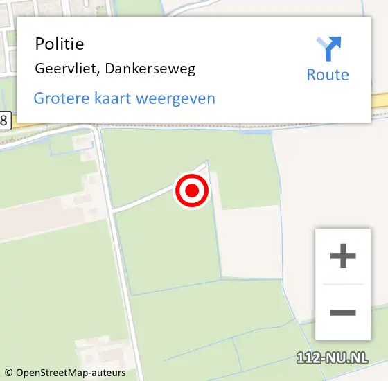 Locatie op kaart van de 112 melding: Politie Geervliet, Dankerseweg op 30 september 2021 18:39