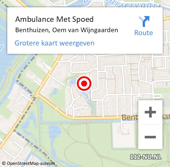 Locatie op kaart van de 112 melding: Ambulance Met Spoed Naar Benthuizen, Oem van Wijngaarden op 30 september 2021 18:52