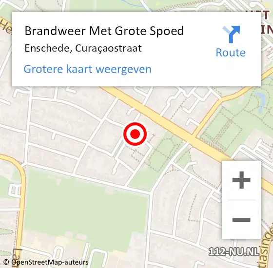 Locatie op kaart van de 112 melding: Brandweer Met Grote Spoed Naar Enschede, Curaçaostraat op 30 september 2021 19:02