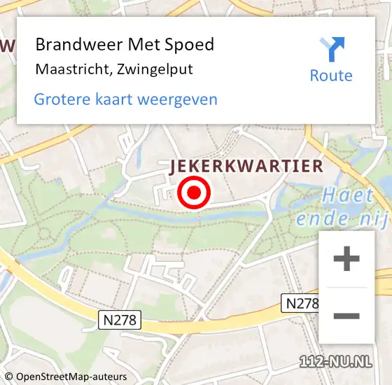 Locatie op kaart van de 112 melding: Brandweer Met Spoed Naar Maastricht, Zwingelput op 30 september 2021 19:07