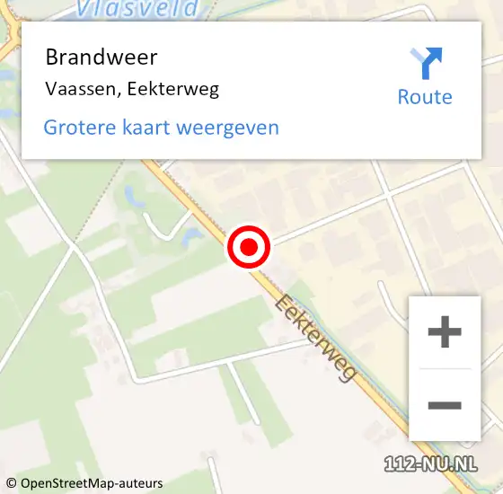 Locatie op kaart van de 112 melding: Brandweer Vaassen, Eekterweg op 30 september 2021 20:00
