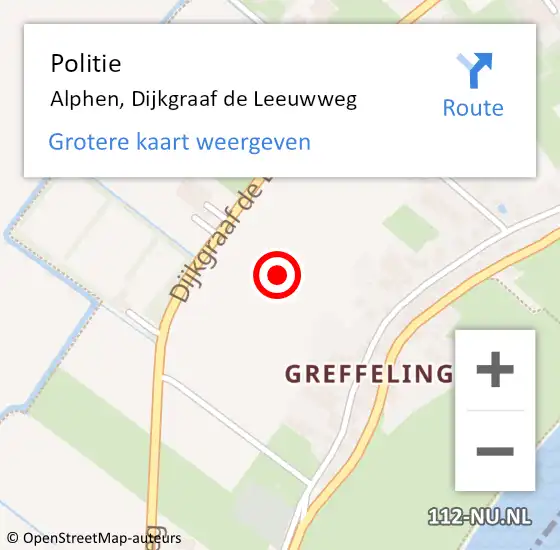 Locatie op kaart van de 112 melding: Politie Alphen, Dijkgraaf de Leeuwweg op 30 september 2021 20:21