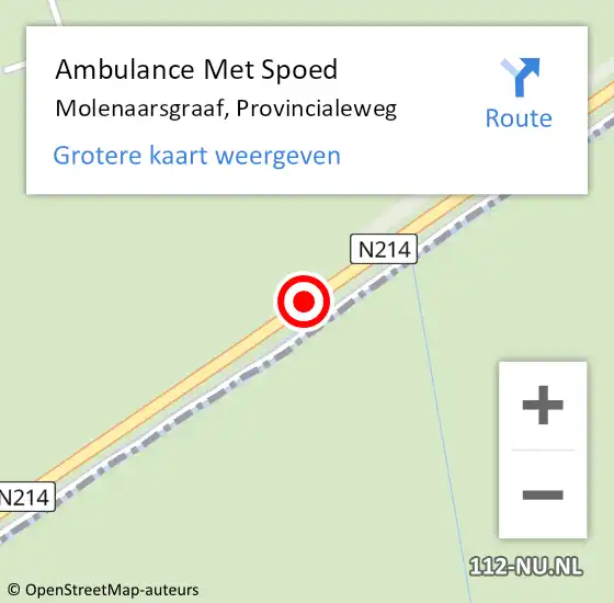 Locatie op kaart van de 112 melding: Ambulance Met Spoed Naar Molenaarsgraaf, Provincialeweg op 24 juni 2014 15:21