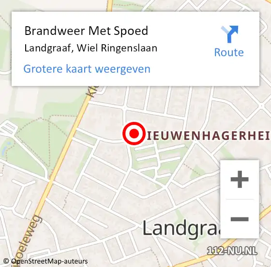 Locatie op kaart van de 112 melding: Brandweer Met Spoed Naar Landgraaf, Wiel Ringenslaan op 30 september 2021 20:38