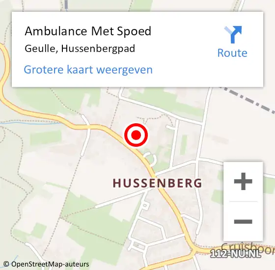 Locatie op kaart van de 112 melding: Ambulance Met Spoed Naar Geulle, Hussenbergpad op 6 oktober 2013 05:24