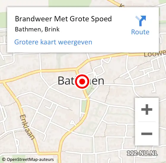 Locatie op kaart van de 112 melding: Brandweer Met Grote Spoed Naar Bathmen, Brink op 30 september 2021 20:44