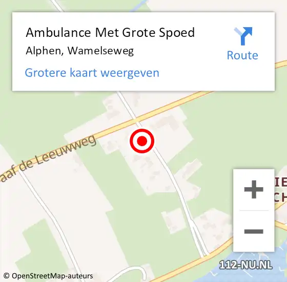 Locatie op kaart van de 112 melding: Ambulance Met Grote Spoed Naar Alphen, Wamelseweg op 30 september 2021 20:59