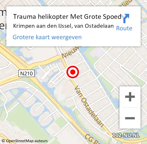 Locatie op kaart van de 112 melding: Trauma helikopter Met Grote Spoed Naar Krimpen aan den IJssel, van Ostadelaan op 30 september 2021 20:59