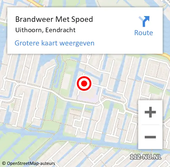 Locatie op kaart van de 112 melding: Brandweer Met Spoed Naar Uithoorn, Eendracht op 30 september 2021 21:00