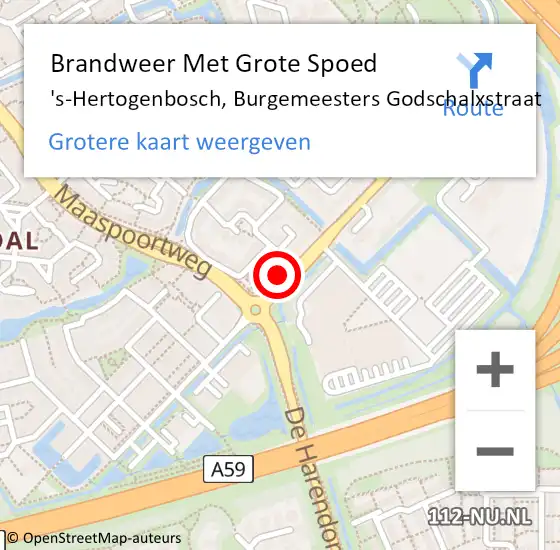 Locatie op kaart van de 112 melding: Brandweer Met Grote Spoed Naar 's-Hertogenbosch, Burgemeesters Godschalxstraat op 30 september 2021 21:42