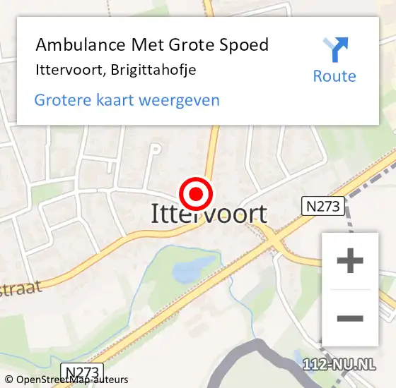 Locatie op kaart van de 112 melding: Ambulance Met Grote Spoed Naar Ittervoort, Brigittahofje op 30 september 2021 22:15