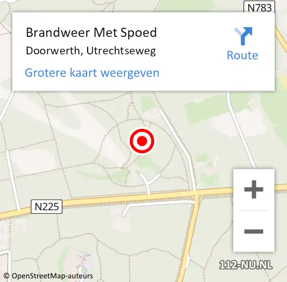 Locatie op kaart van de 112 melding: Brandweer Met Spoed Naar Doorwerth, Utrechtseweg op 1 oktober 2021 00:47