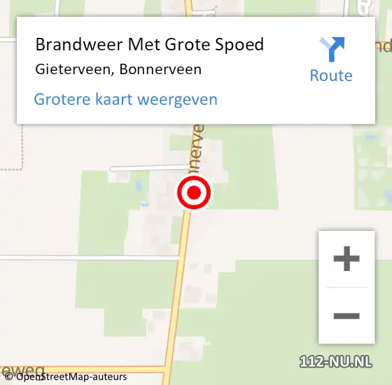 Locatie op kaart van de 112 melding: Brandweer Met Grote Spoed Naar Gieterveen, Bonnerveen op 1 oktober 2021 02:08