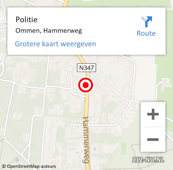 Locatie op kaart van de 112 melding: Politie Ommen, Hammerweg op 1 oktober 2021 02:53