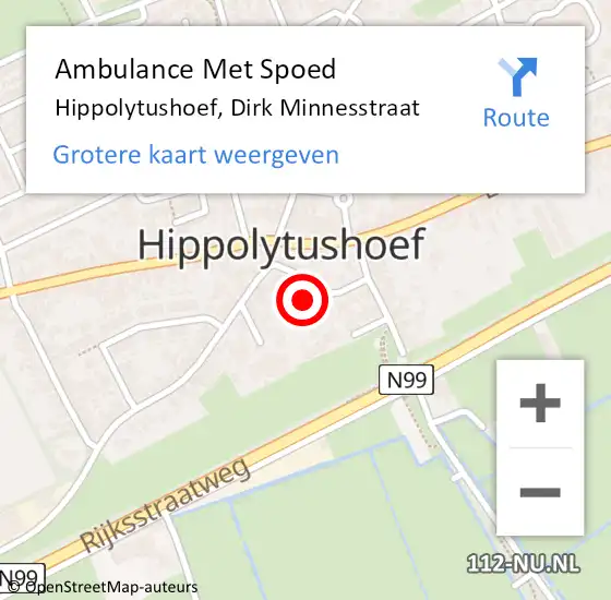 Locatie op kaart van de 112 melding: Ambulance Met Spoed Naar Hippolytushoef, Dirk Minnesstraat op 1 oktober 2021 03:09