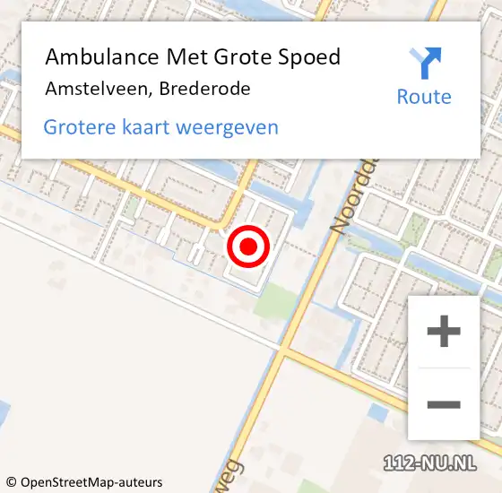 Locatie op kaart van de 112 melding: Ambulance Met Grote Spoed Naar Amstelveen, Brederode op 1 oktober 2021 03:17