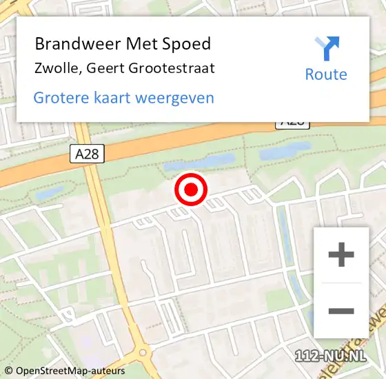 Locatie op kaart van de 112 melding: Brandweer Met Spoed Naar Zwolle, Geert Grootestraat op 1 oktober 2021 04:09