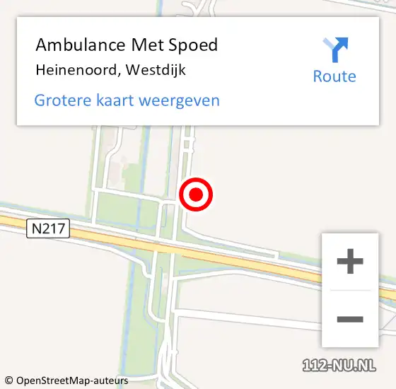 Locatie op kaart van de 112 melding: Ambulance Met Spoed Naar Heinenoord, Westdijk op 1 oktober 2021 05:16