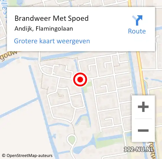 Locatie op kaart van de 112 melding: Brandweer Met Spoed Naar Andijk, Flamingolaan op 1 oktober 2021 05:16