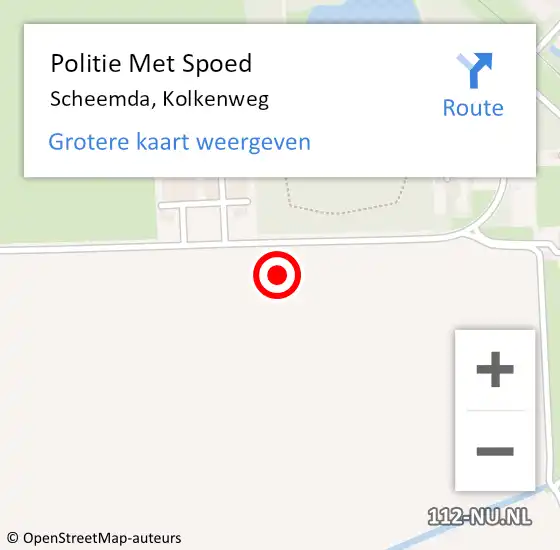 Locatie op kaart van de 112 melding: Politie Met Spoed Naar Scheemda, Kolkenweg op 1 oktober 2021 06:23
