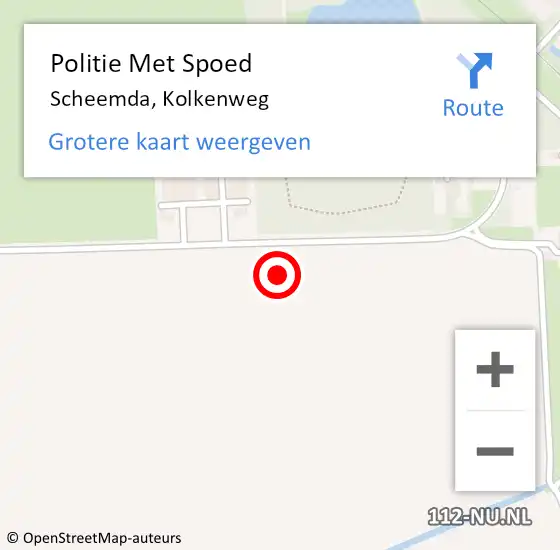 Locatie op kaart van de 112 melding: Politie Met Spoed Naar Scheemda, Kolkenweg op 1 oktober 2021 06:33