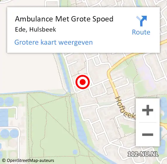 Locatie op kaart van de 112 melding: Ambulance Met Grote Spoed Naar Ede, Hulsbeek op 1 oktober 2021 07:04