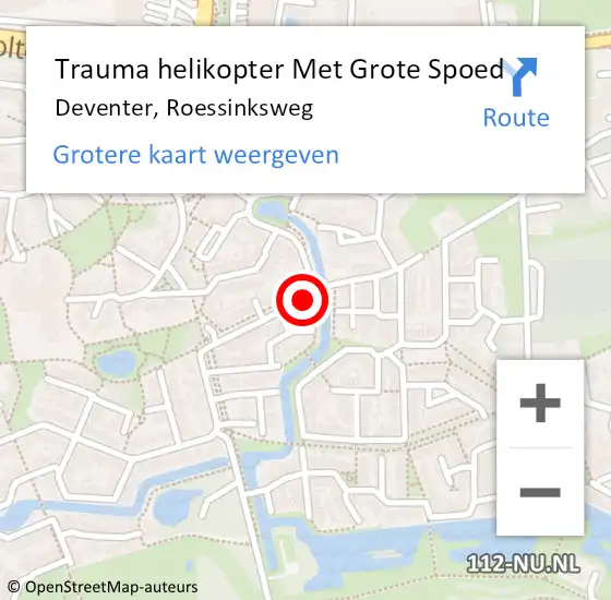 Locatie op kaart van de 112 melding: Trauma helikopter Met Grote Spoed Naar Deventer, Roessinksweg op 1 oktober 2021 07:23