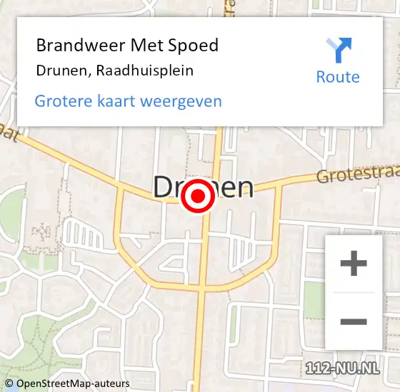 Locatie op kaart van de 112 melding: Brandweer Met Spoed Naar Drunen, Raadhuisplein op 1 oktober 2021 07:34