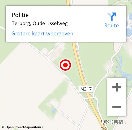 Locatie op kaart van de 112 melding: Politie Terborg, Oude IJsselweg op 1 oktober 2021 07:40