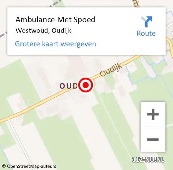 Locatie op kaart van de 112 melding: Ambulance Met Spoed Naar Westwoud, Oudijk op 1 oktober 2021 08:03