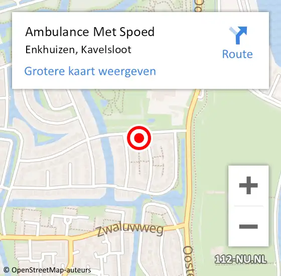 Locatie op kaart van de 112 melding: Ambulance Met Spoed Naar Enkhuizen, Kavelsloot op 1 oktober 2021 08:15